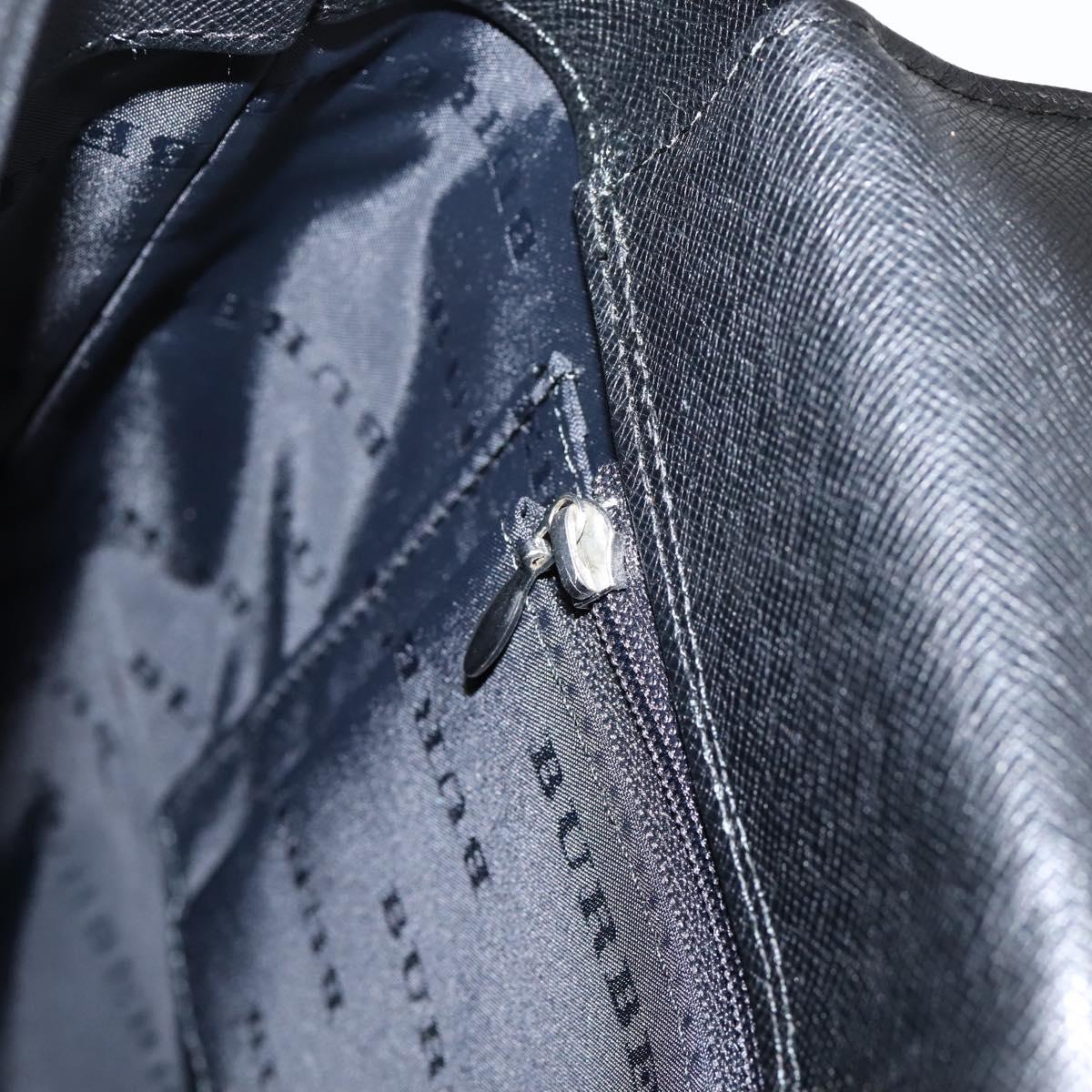 BURBERRY Shoulder Bag Leather Black Silver Auth 204846