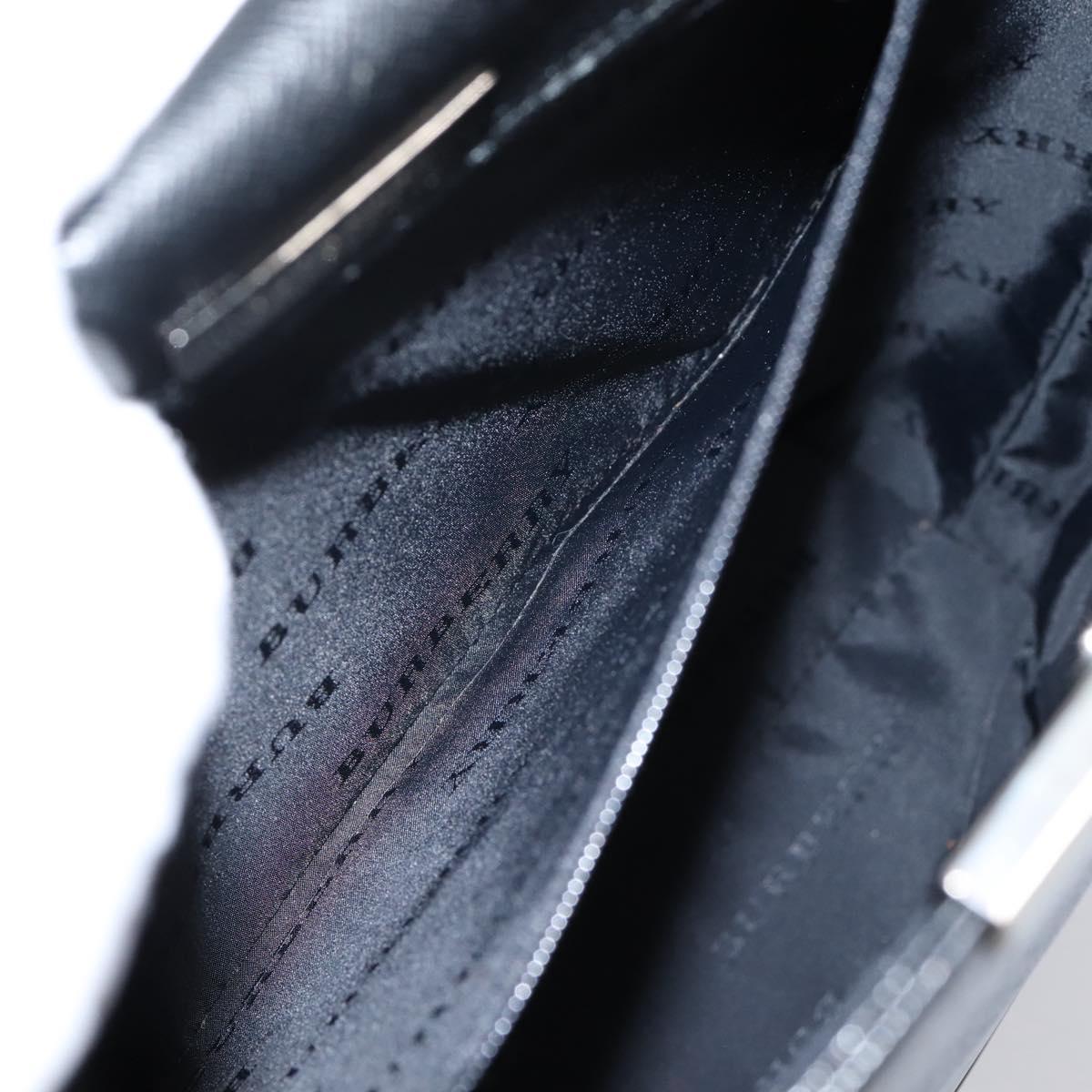BURBERRY Shoulder Bag Leather Black Silver Auth 204846