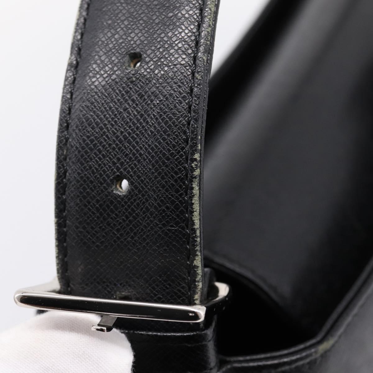 BURBERRY Shoulder Bag Leather Black Silver Auth 204846