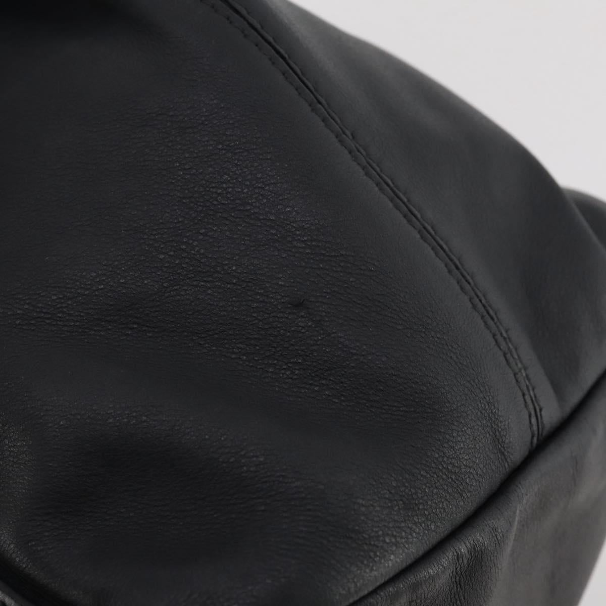 BALENCIAGA Navy Cabas Hand Bag Leather Black Silver 339933 Auth 204847
