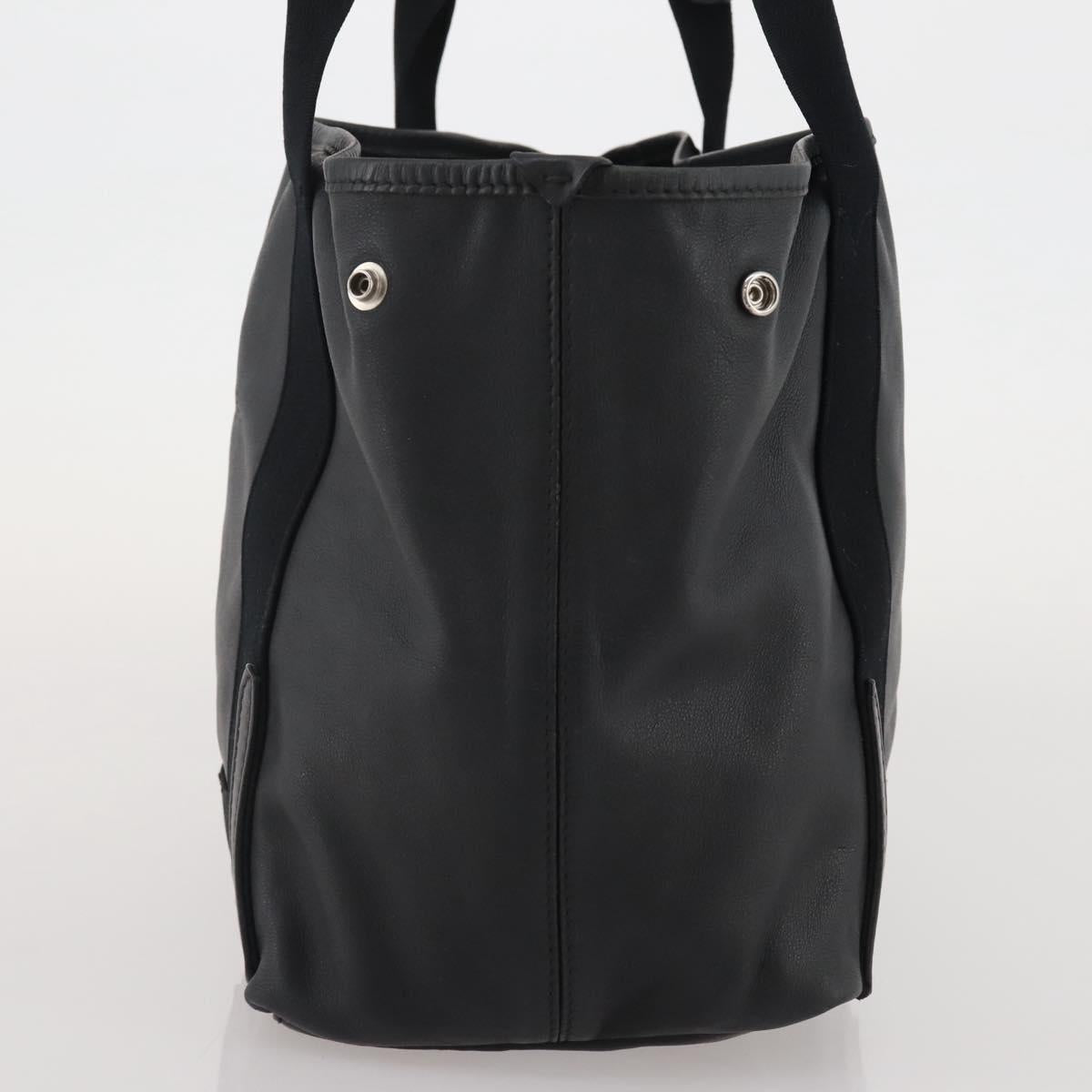 BALENCIAGA Navy Cabas Hand Bag Leather Black Silver 339933 Auth 204847