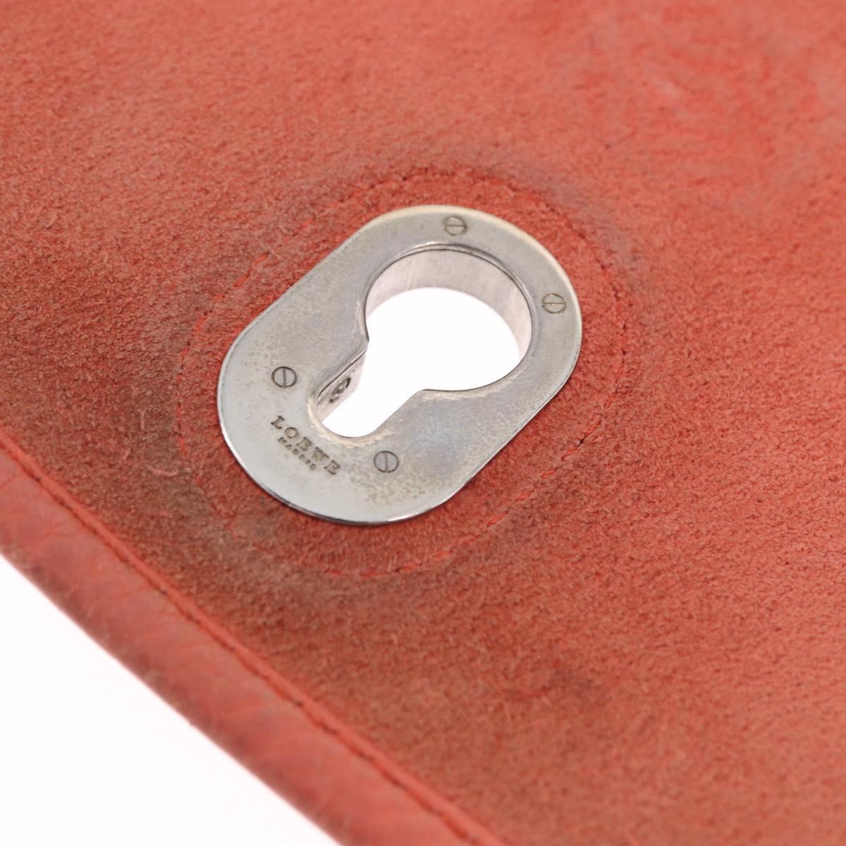 LOEWE Shoulder Bag Leather Red Gold Auth 204848