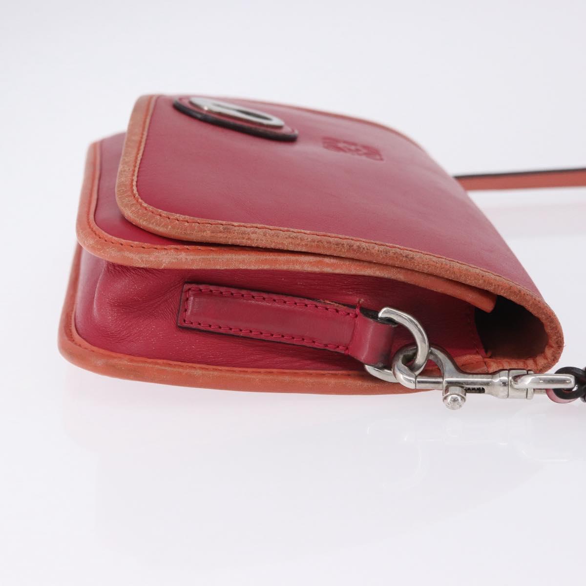 LOEWE Shoulder Bag Leather Red Gold Auth 204848