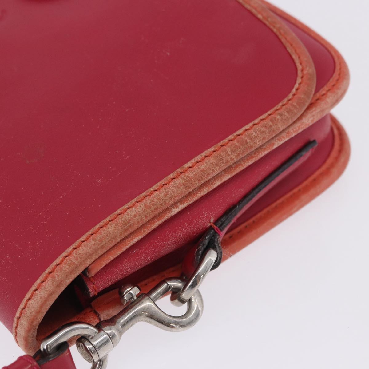 LOEWE Shoulder Bag Leather Red Gold Auth 204848