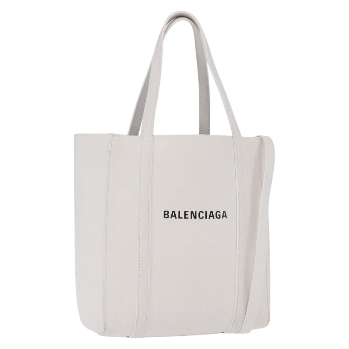 BALENCIAGA Everyday XXS Hand Bag Leather 2way White Silver 551815 Auth 204853A