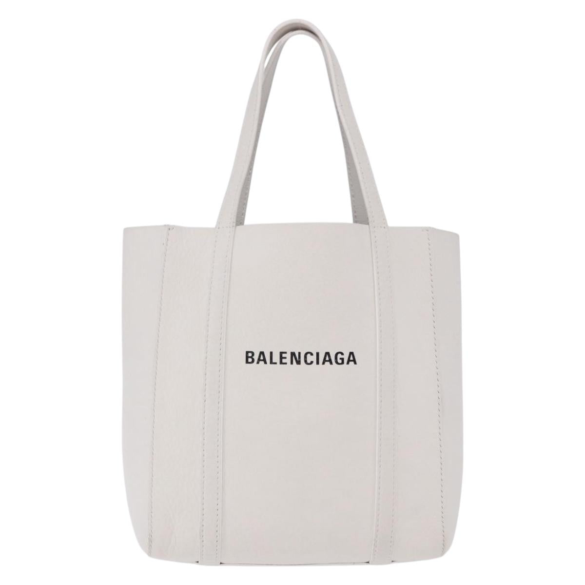 BALENCIAGA Everyday XXS Hand Bag Leather 2way White Silver 551815 Auth 204853A