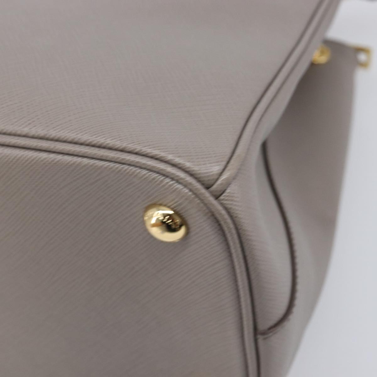 PRADA Galleria Hand Bag Safiano 2way Gray Gold Tone Auth 204854SAV