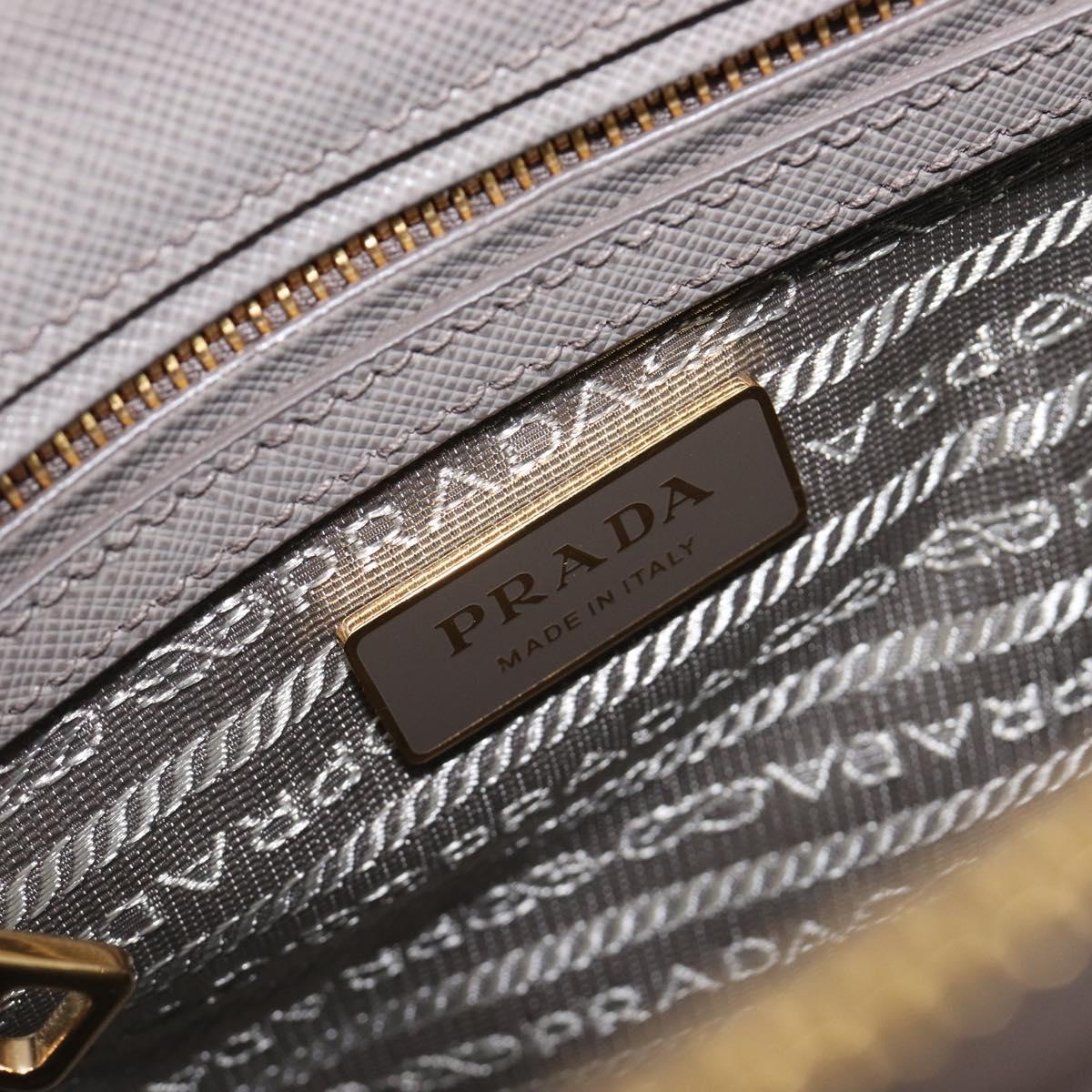 PRADA Galleria Hand Bag Safiano 2way Gray Gold Tone Auth 204854SAV