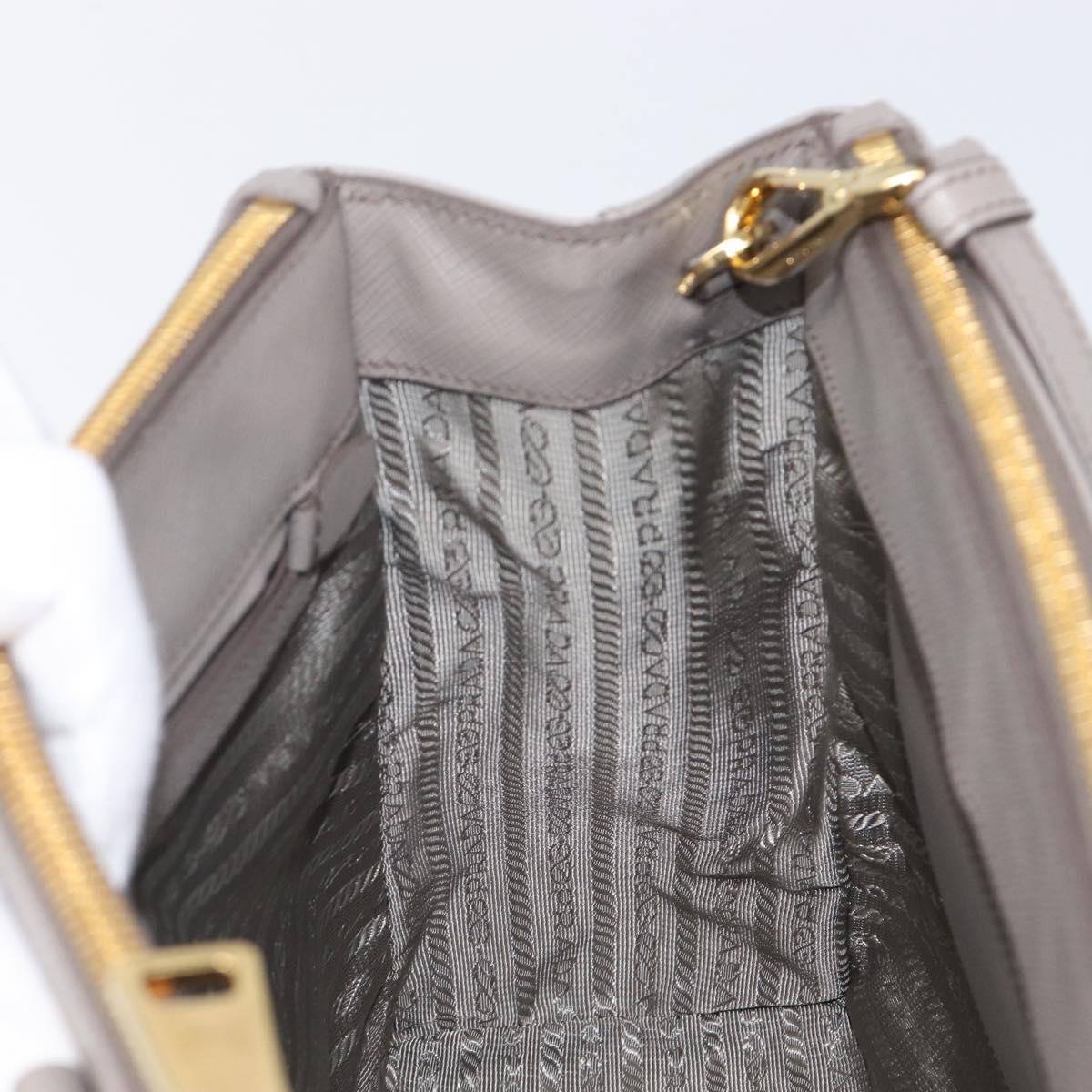 PRADA Galleria Hand Bag Safiano 2way Gray Gold Tone Auth 204854SAV
