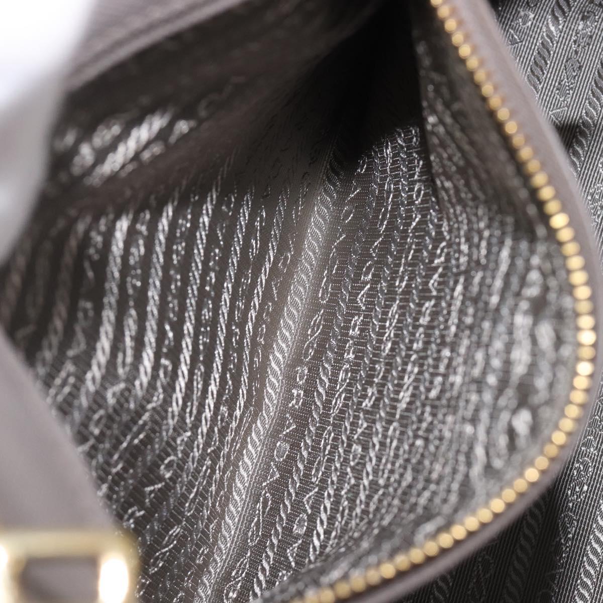 PRADA Galleria Hand Bag Safiano 2way Gray Gold Tone Auth 204854SAV