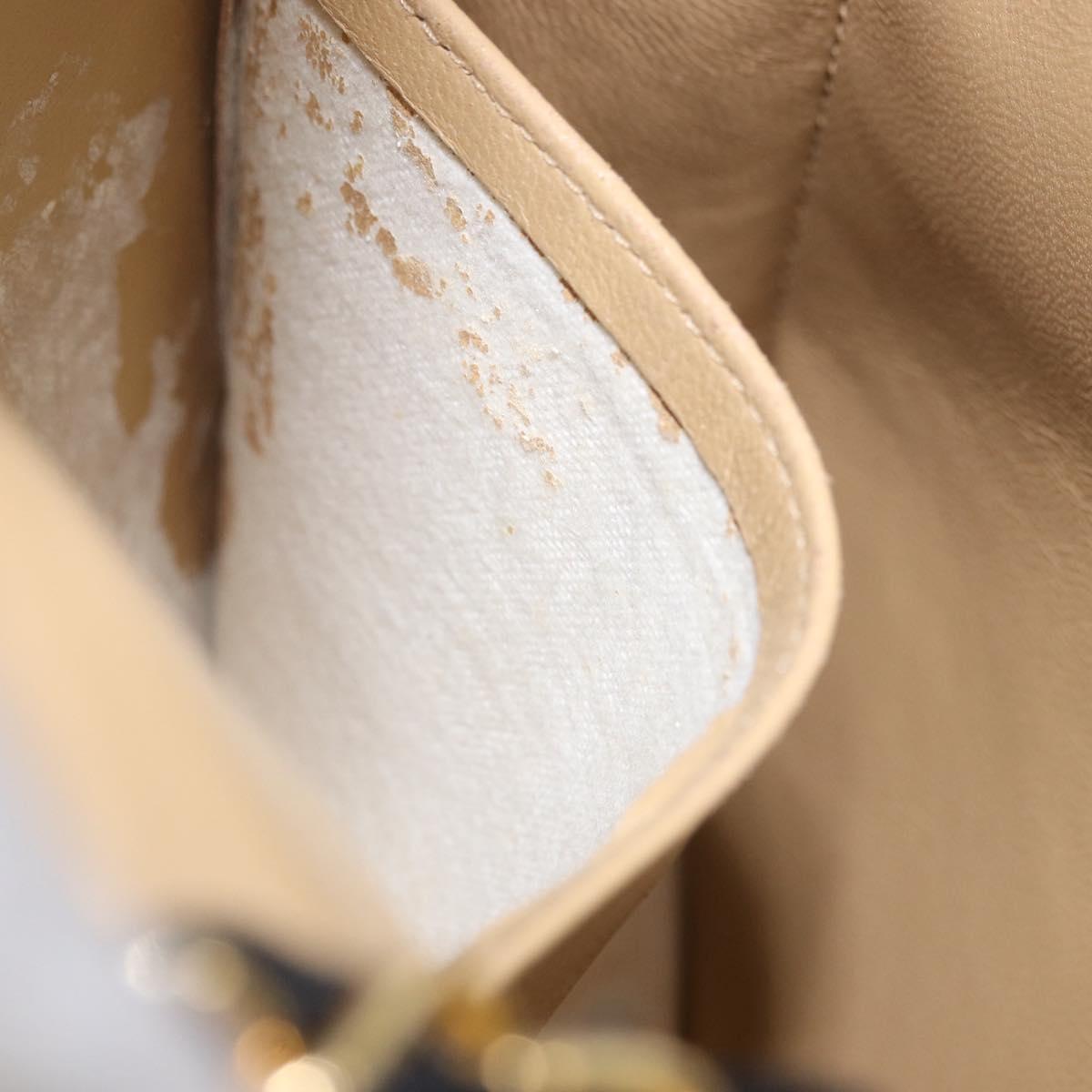 CHANEL Matelasse Chain Shoulder Bag Lamb Skin Beige Gold CC Auth 204855A