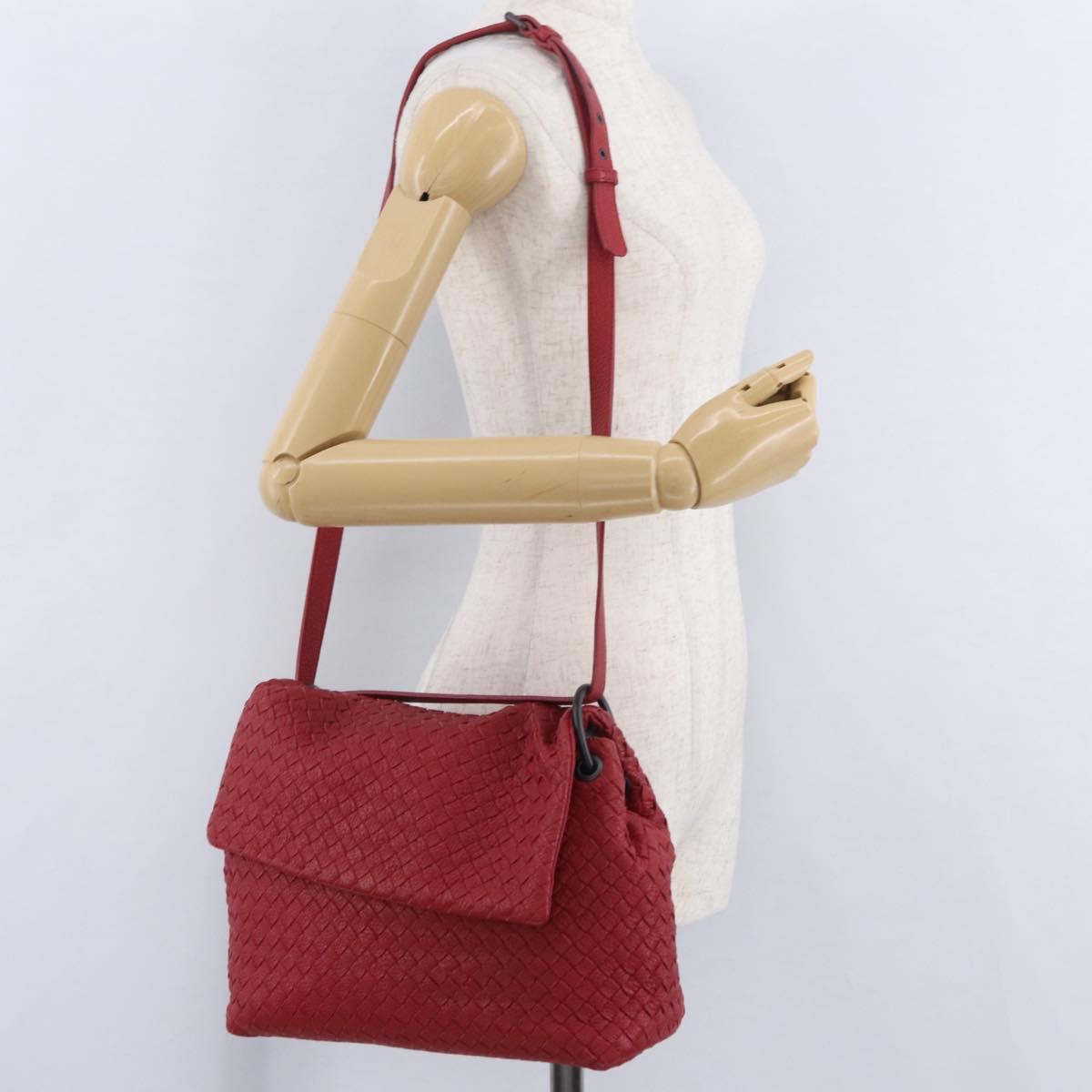 BOTTEGA VENETA INTRECCIATO Shoulder Bag Leather Red Auth 204857V