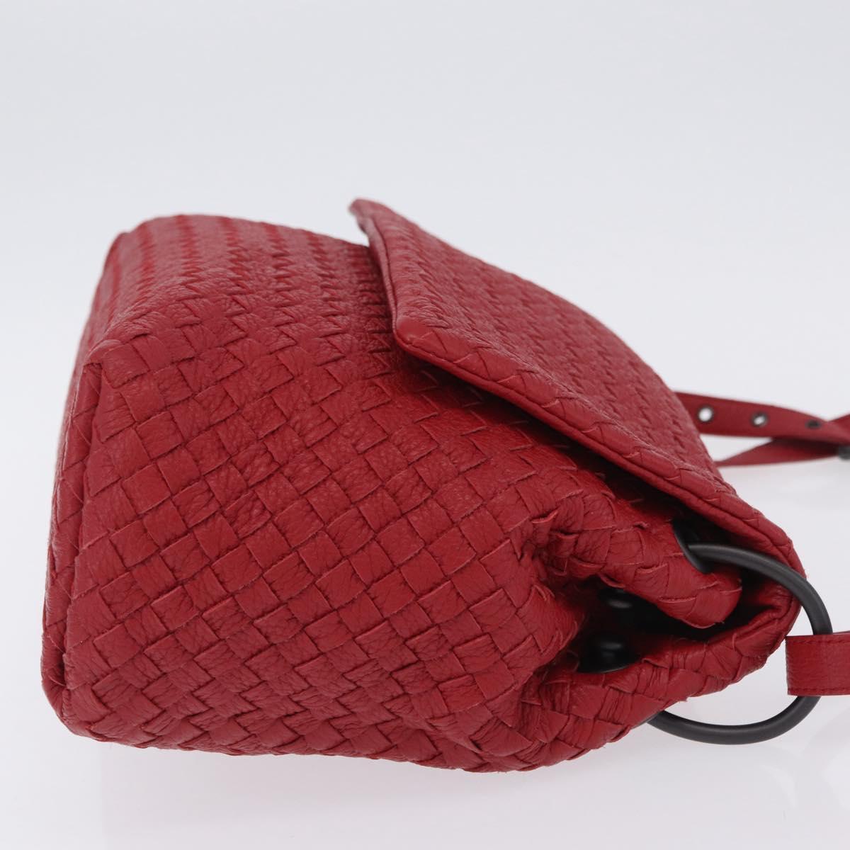 BOTTEGA VENETA INTRECCIATO Shoulder Bag Leather Red Auth 204857V