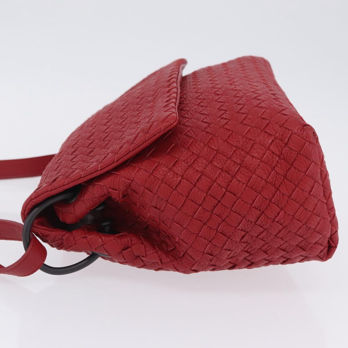 BOTTEGA VENETA INTRECCIATO Shoulder Bag Leather Red Auth 204857V