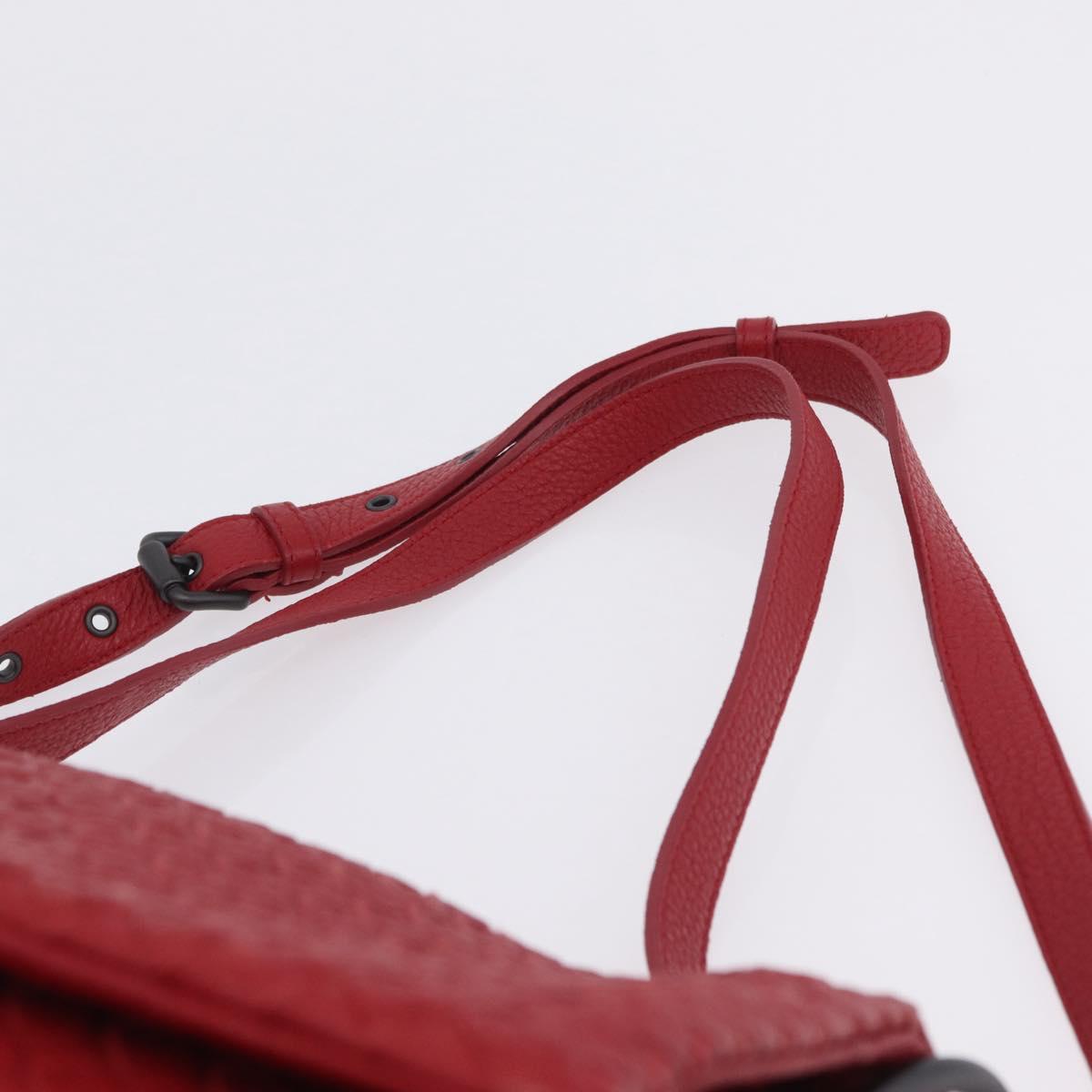 BOTTEGA VENETA INTRECCIATO Shoulder Bag Leather Red Auth 204857V