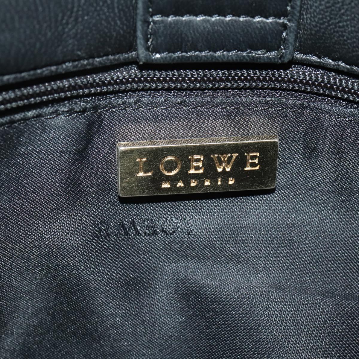 LOEWE Hand Bag Leather Black Gold Auth 204858