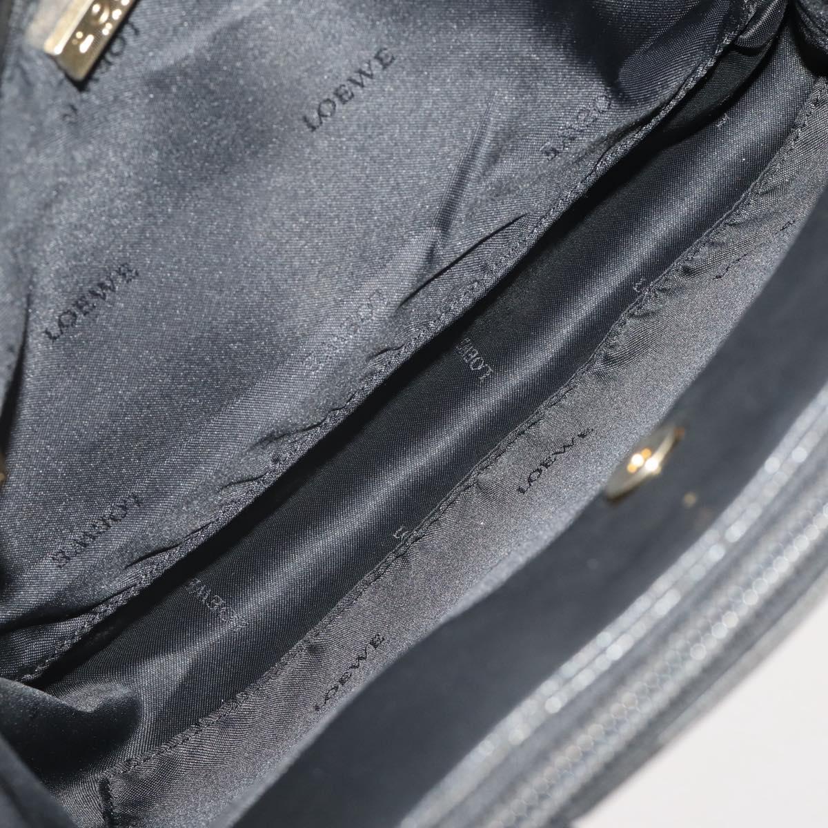 LOEWE Hand Bag Leather Black Gold Auth 204858