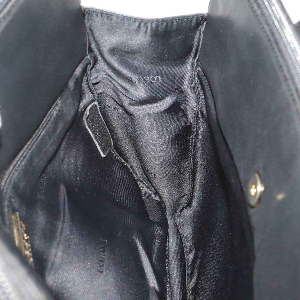 LOEWE Hand Bag Leather Black Gold Auth 204858
