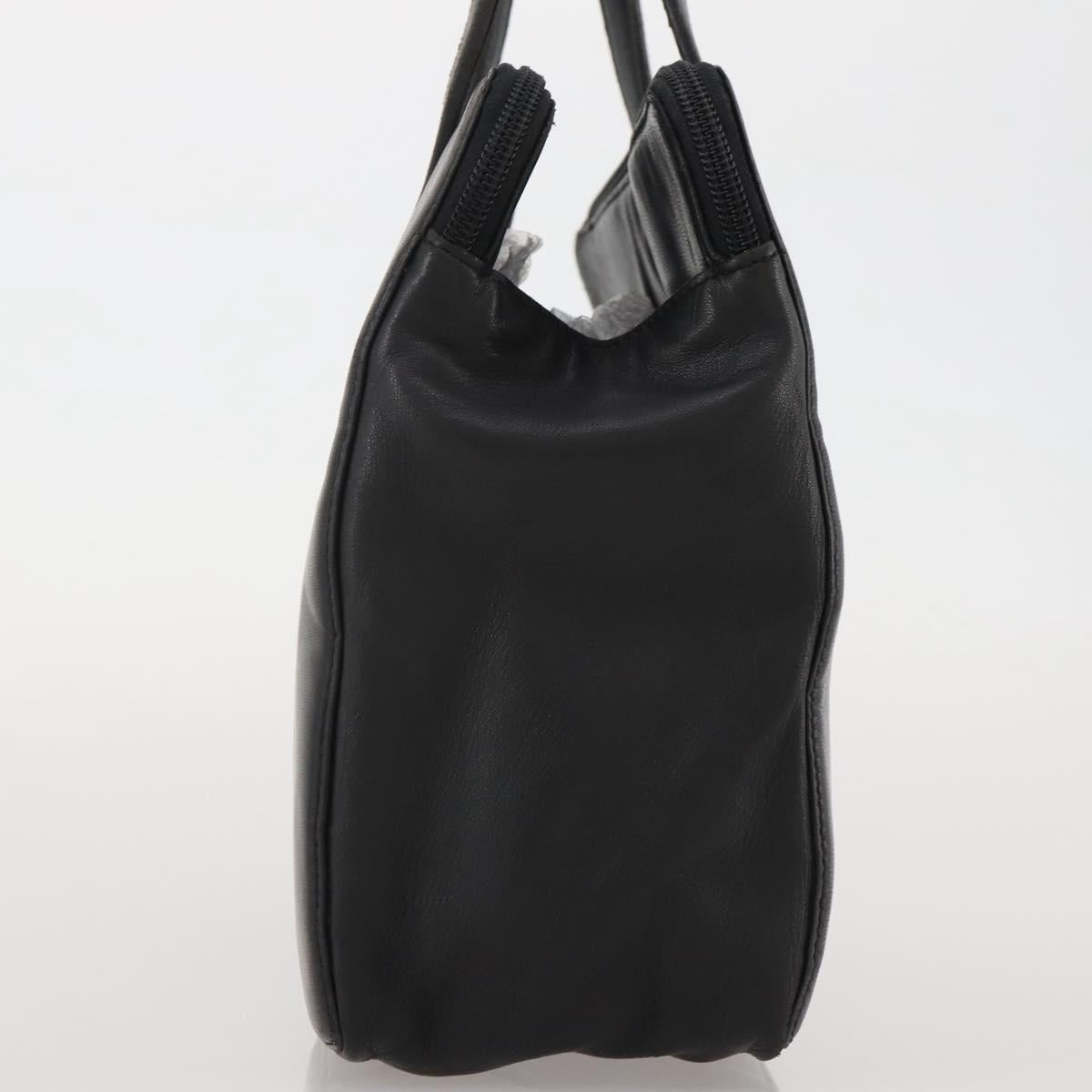 LOEWE Hand Bag Leather Black Gold Auth 204858