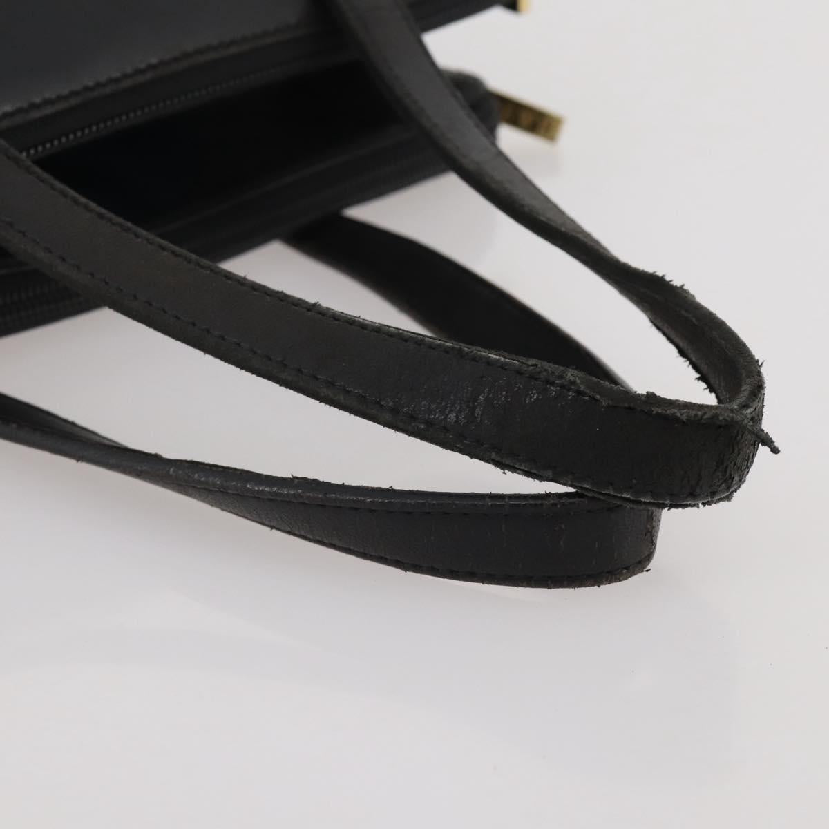 LOEWE Hand Bag Leather Black Gold Auth 204858