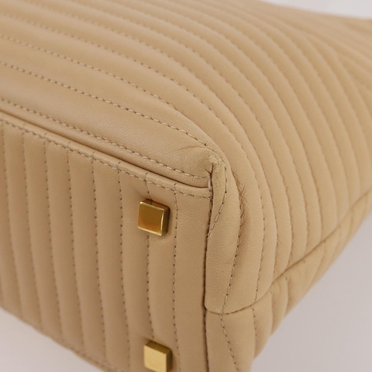 BALLY Shoulder Bag Leather Beige Gold Auth 204860A