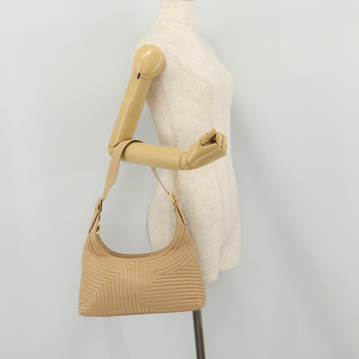 BALLY Shoulder Bag Leather Beige Gold Auth 204860A