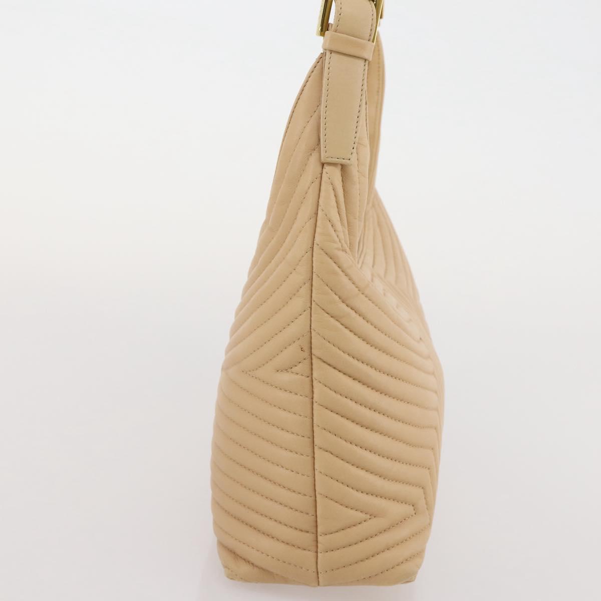 BALLY Shoulder Bag Leather Beige Gold Auth 204860A