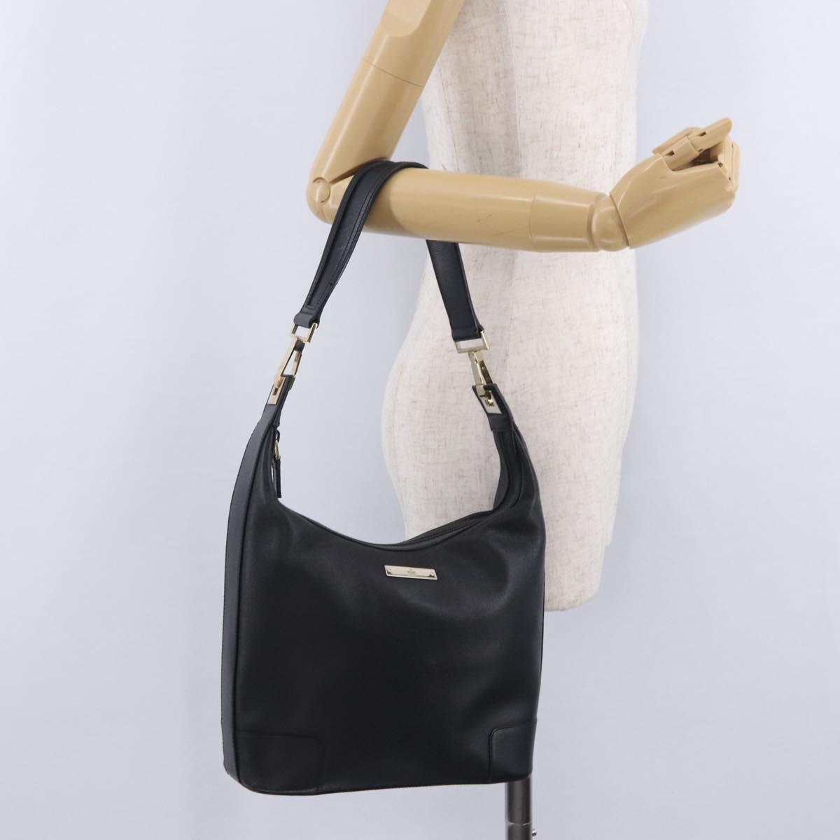 GUCCI Shoulder Bag Leather Black Gold 001 4204 Auth 204864A