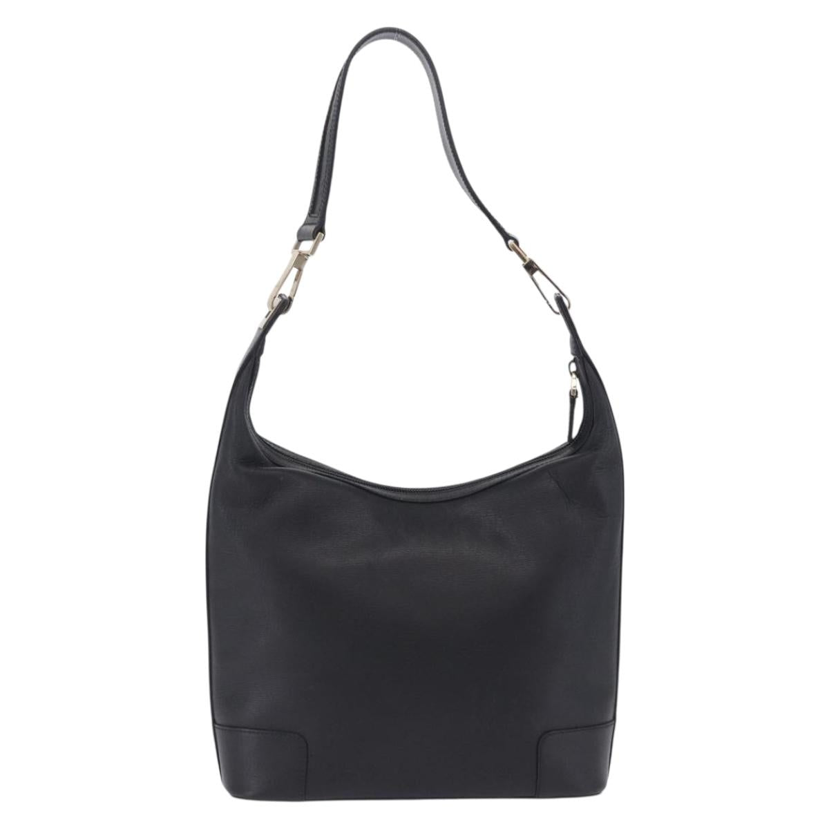 GUCCI Shoulder Bag Leather Black Gold 001 4204 Auth 204864A