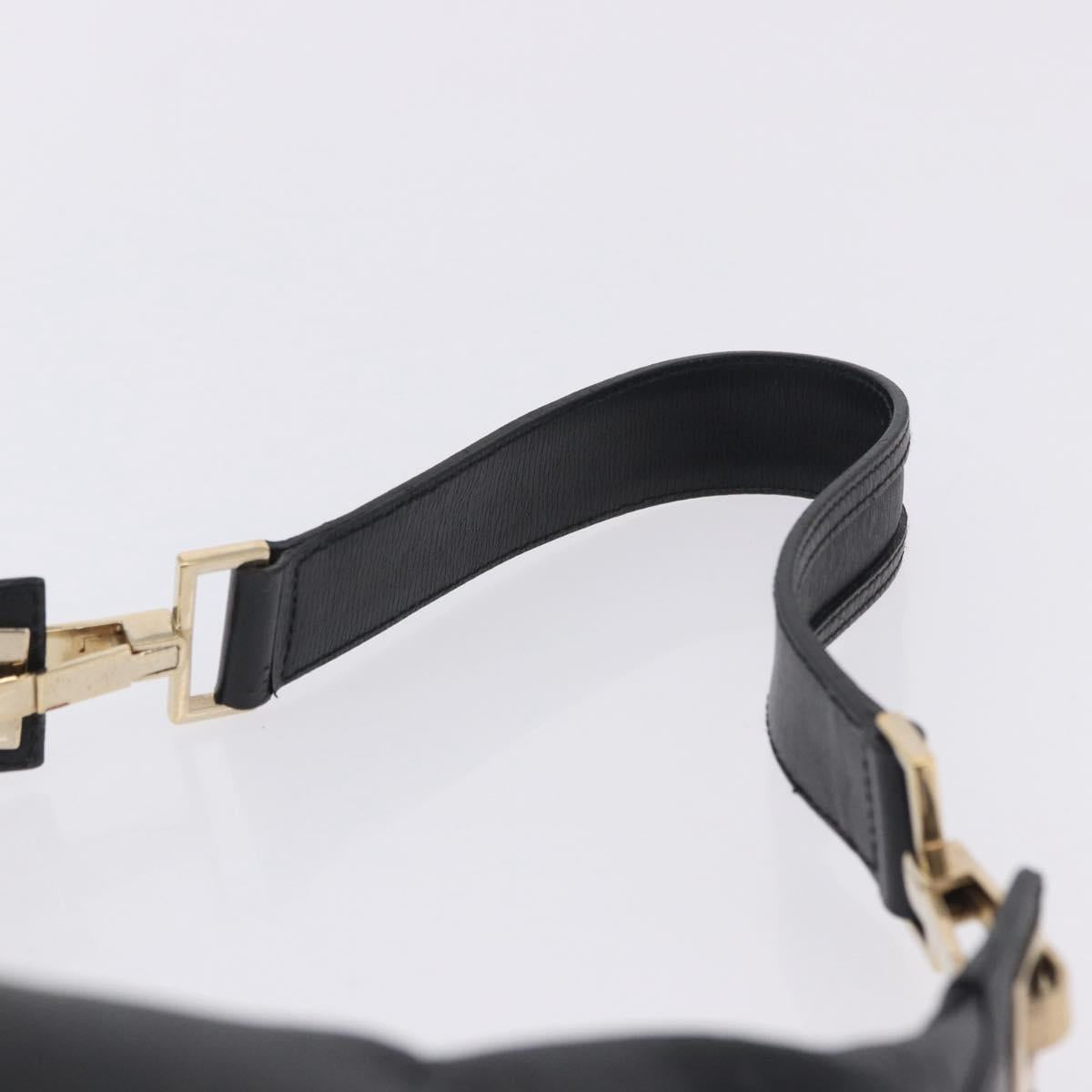 GUCCI Shoulder Bag Leather Black Gold 001 4204 Auth 204864A