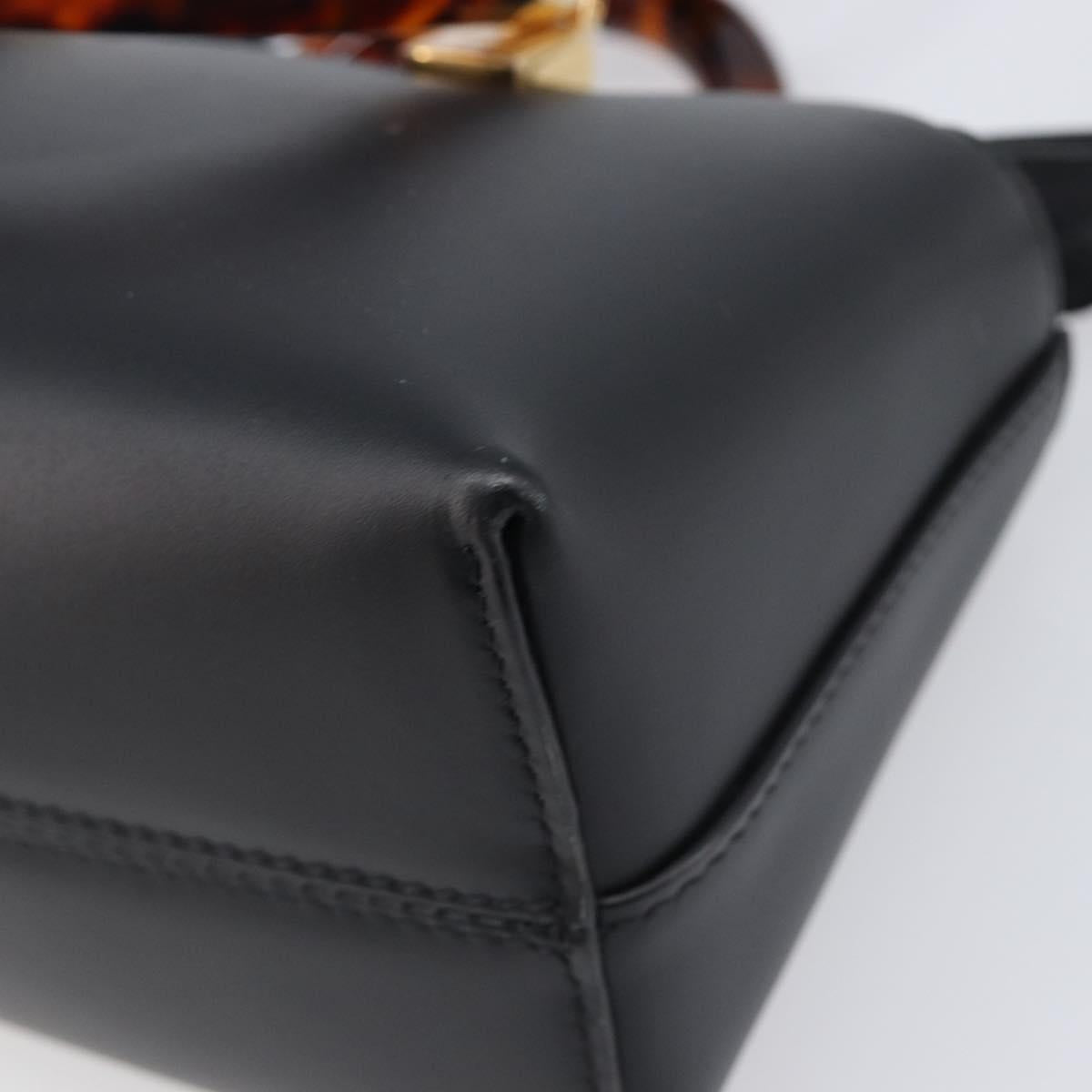 FENDI By The Way Mini Hand Bag Leather 2way Black Gold Tone 8BS067 Auth 204865V