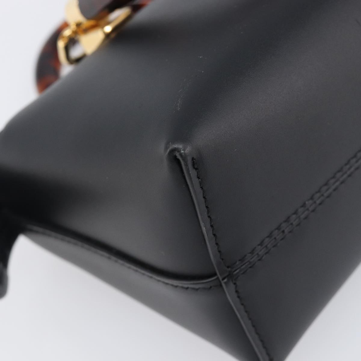 FENDI By The Way Mini Hand Bag Leather 2way Black Gold Tone 8BS067 Auth 204865V