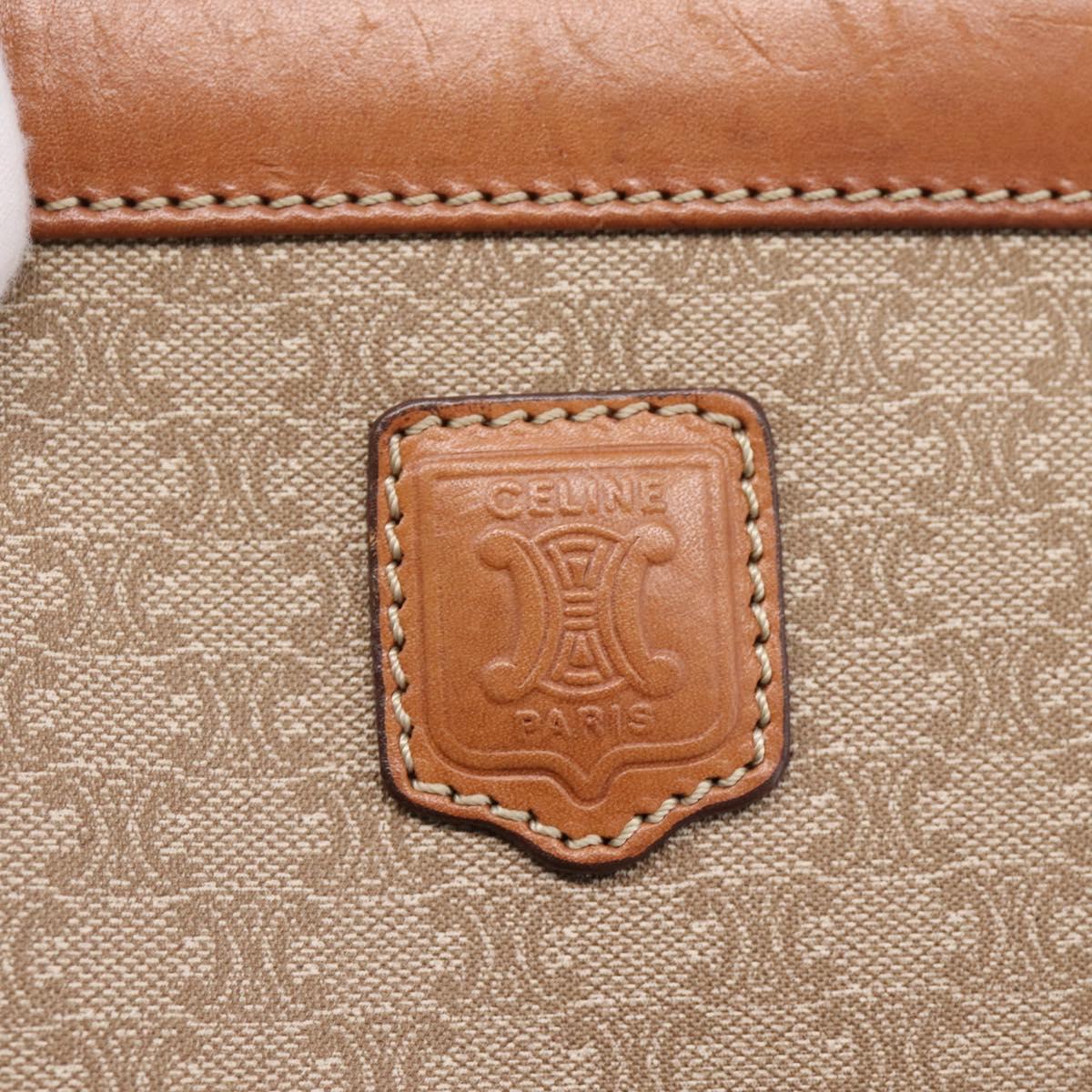 CELINE Macadam Canvas Tote Bag PVC Beige Gold Auth 204866A