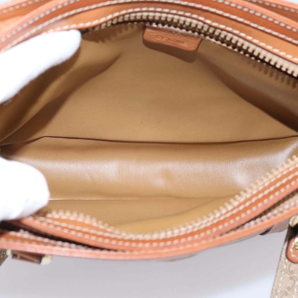 CELINE Macadam Canvas Tote Bag PVC Beige Gold Auth 204866A