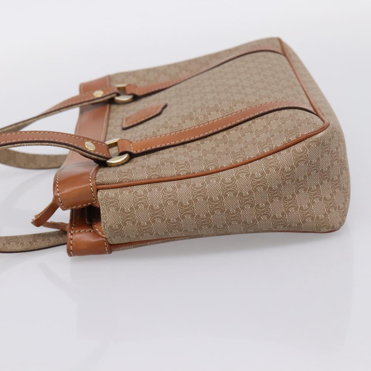 CELINE Macadam Canvas Tote Bag PVC Beige Gold Auth 204866A
