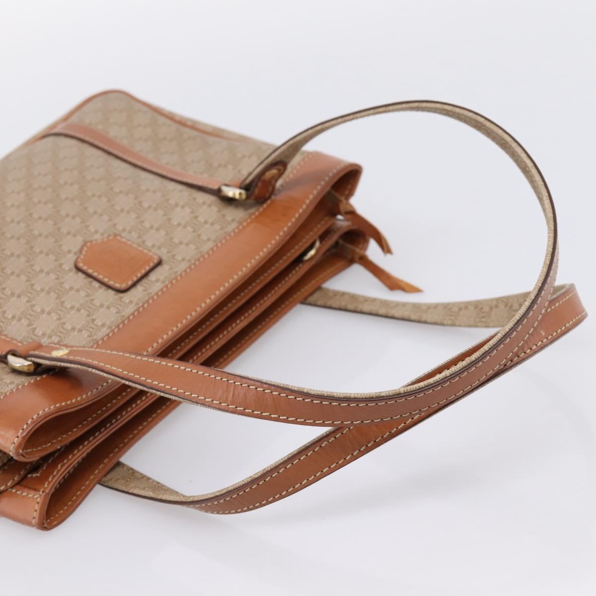 CELINE Macadam Canvas Tote Bag PVC Beige Gold Auth 204866A
