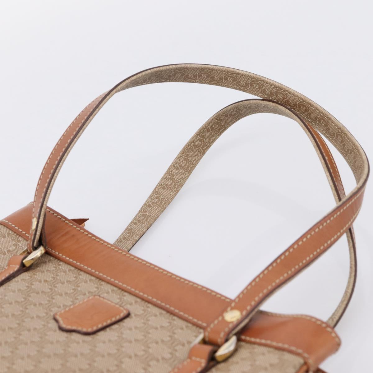 CELINE Macadam Canvas Tote Bag PVC Beige Gold Auth 204866A