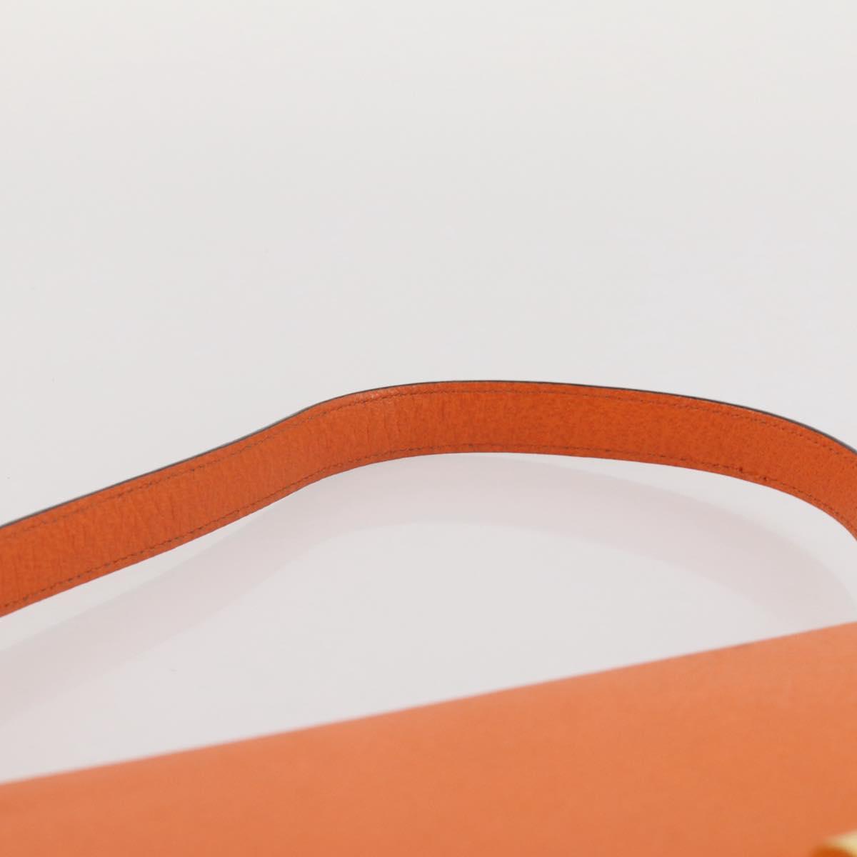 BVLGARI Shoulder Bag Leather Orange Gold Auth 204867A