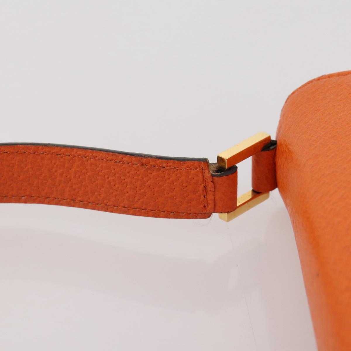 BVLGARI Shoulder Bag Leather Orange Gold Auth 204867A