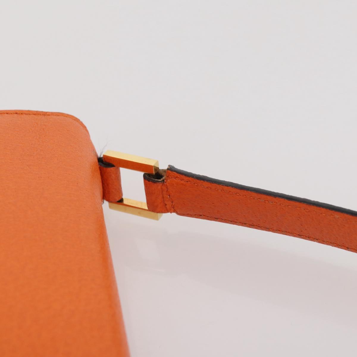 BVLGARI Shoulder Bag Leather Orange Gold Auth 204867A