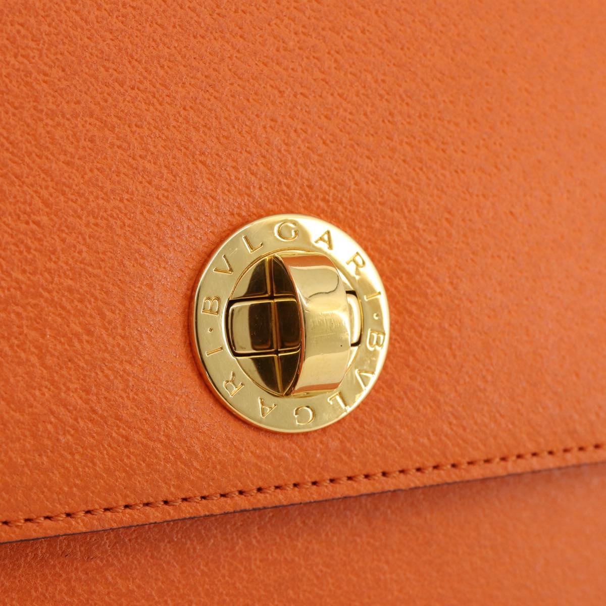 BVLGARI Shoulder Bag Leather Orange Gold Auth 204867A