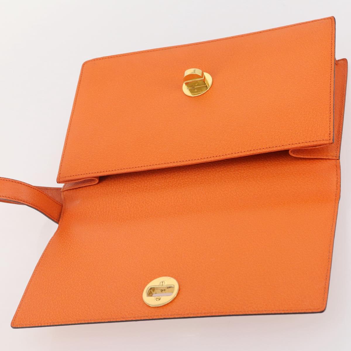 BVLGARI Shoulder Bag Leather Orange Gold Auth 204867A