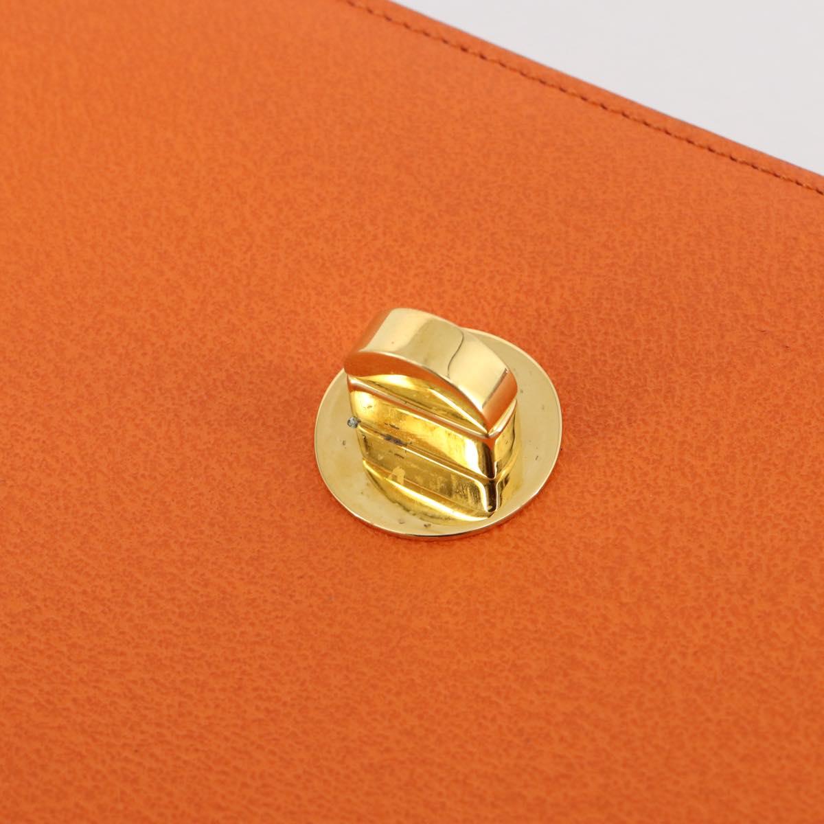 BVLGARI Shoulder Bag Leather Orange Gold Auth 204867A