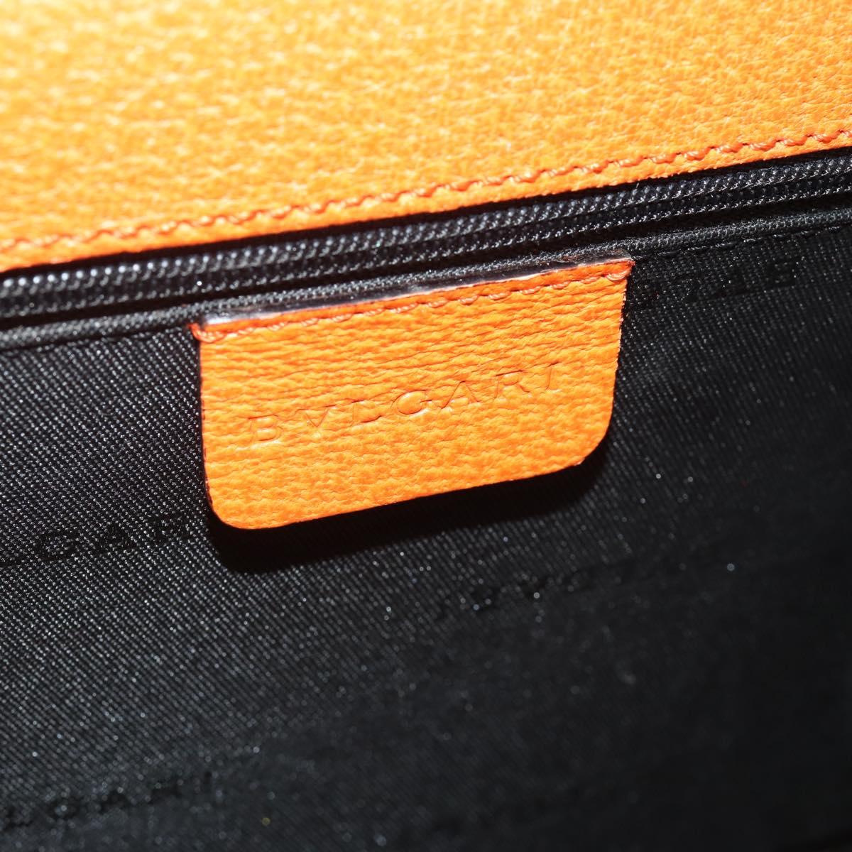 BVLGARI Shoulder Bag Leather Orange Gold Auth 204867A