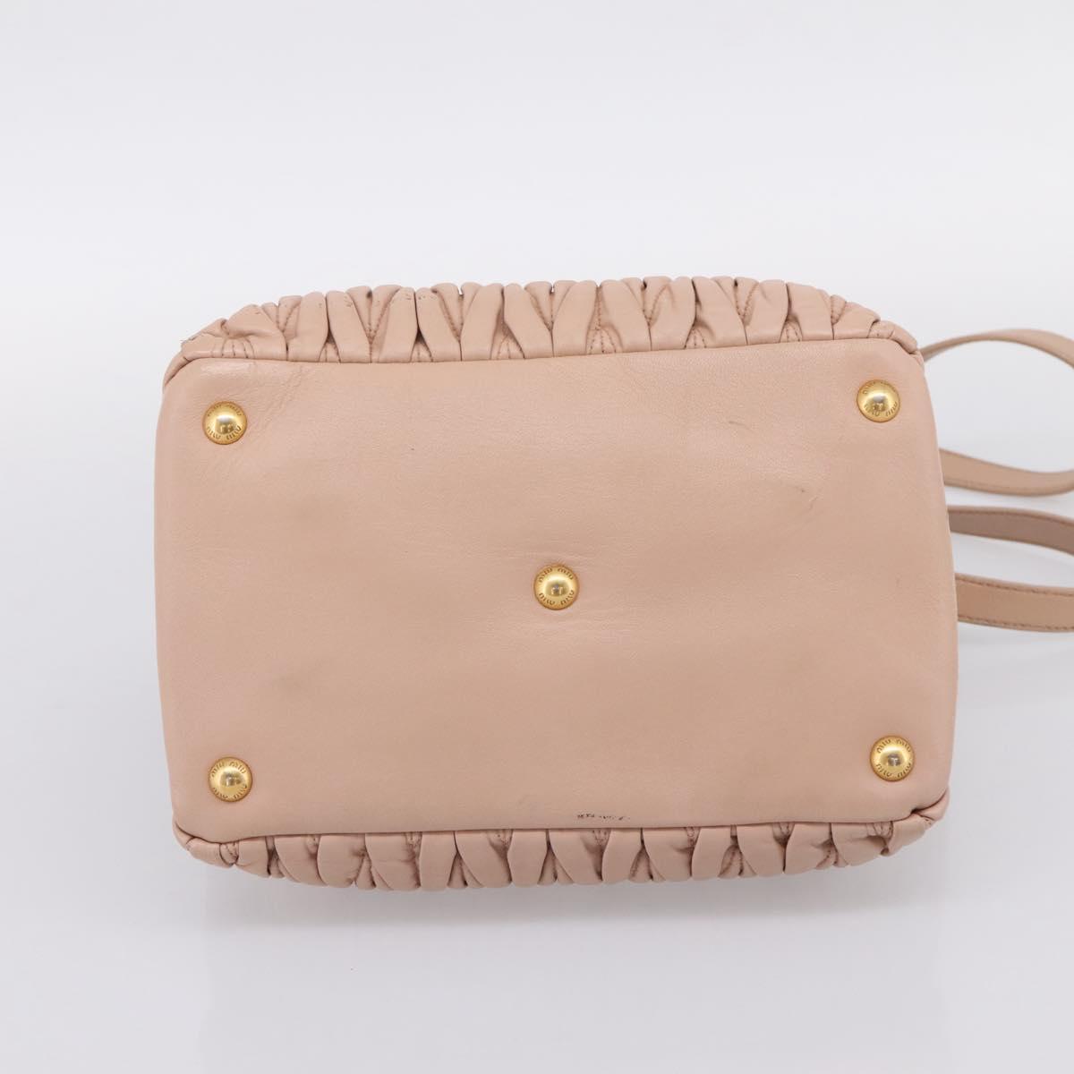Miu Miu Matelasse Hand Bag Leather 2way Pink Gold Auth 204868