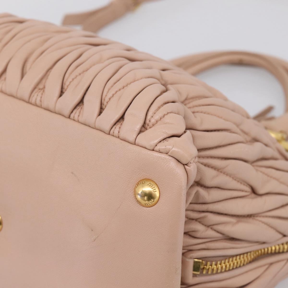 Miu Miu Matelasse Hand Bag Leather 2way Pink Gold Auth 204868