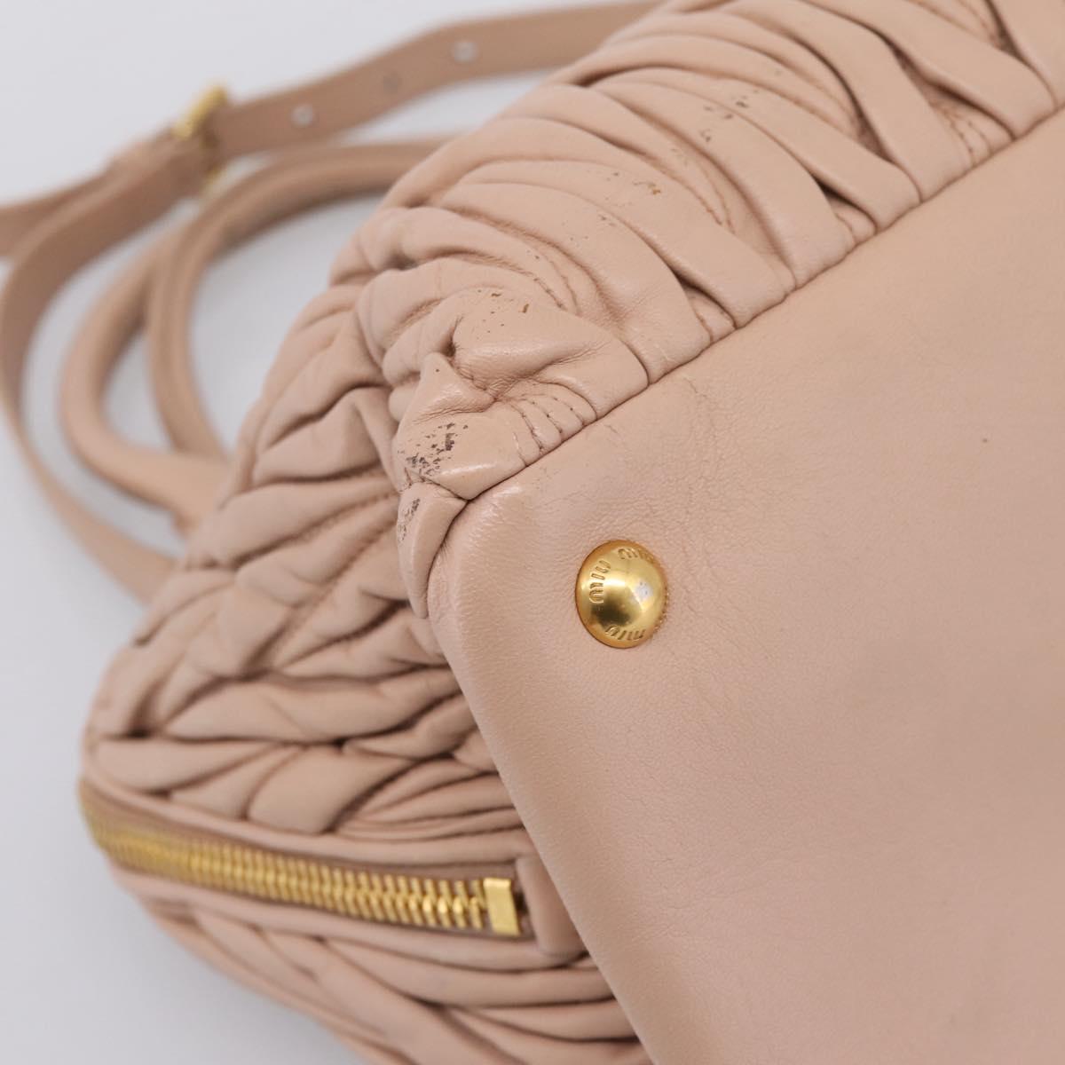 Miu Miu Matelasse Hand Bag Leather 2way Pink Gold Auth 204868