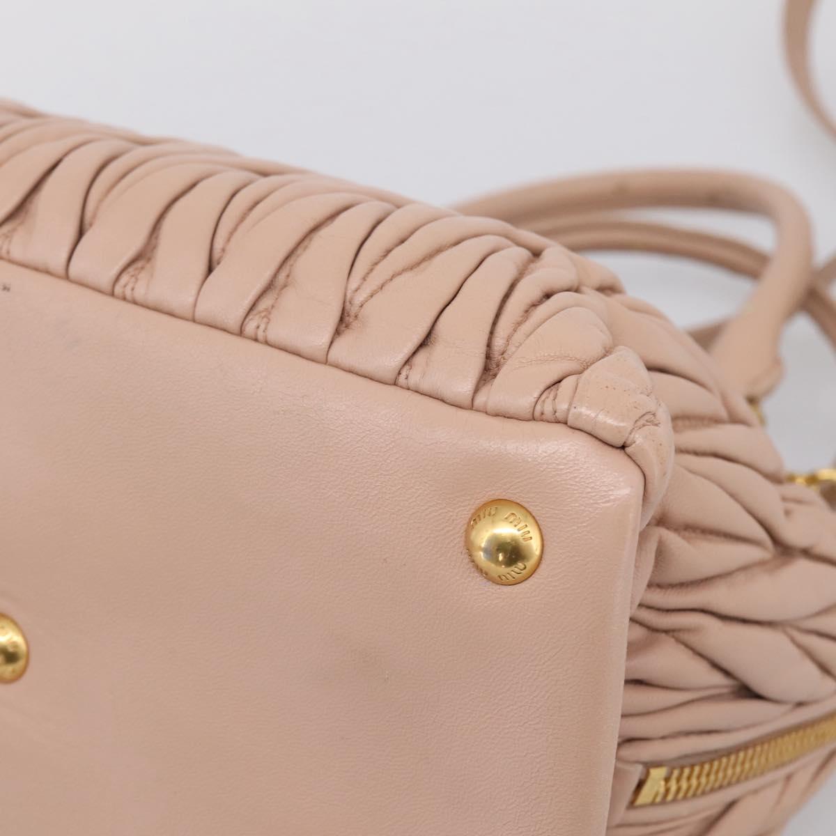Miu Miu Matelasse Hand Bag Leather 2way Pink Gold Auth 204868