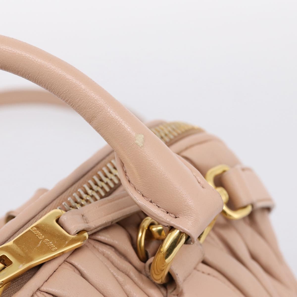 Miu Miu Matelasse Hand Bag Leather 2way Pink Gold Auth 204868