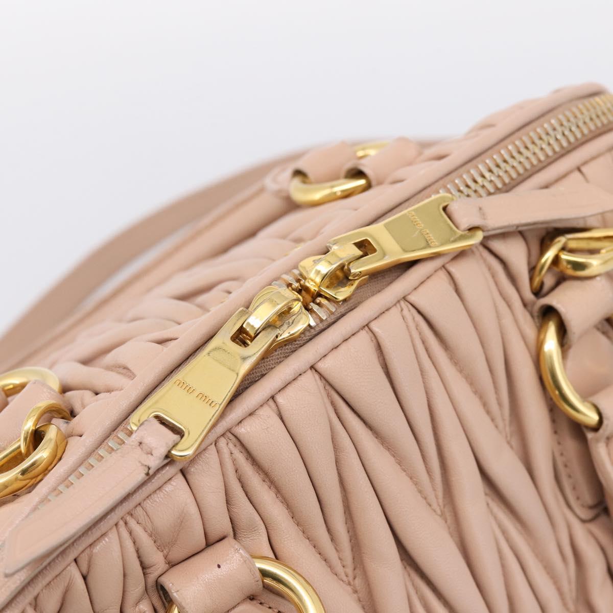 Miu Miu Matelasse Hand Bag Leather 2way Pink Gold Auth 204868
